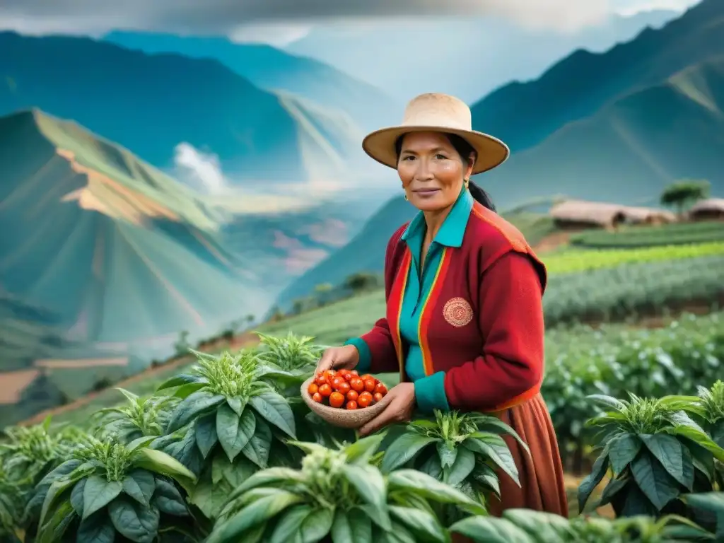 Un agricultor peruano conservando el rocoto peruano, entre los Andes