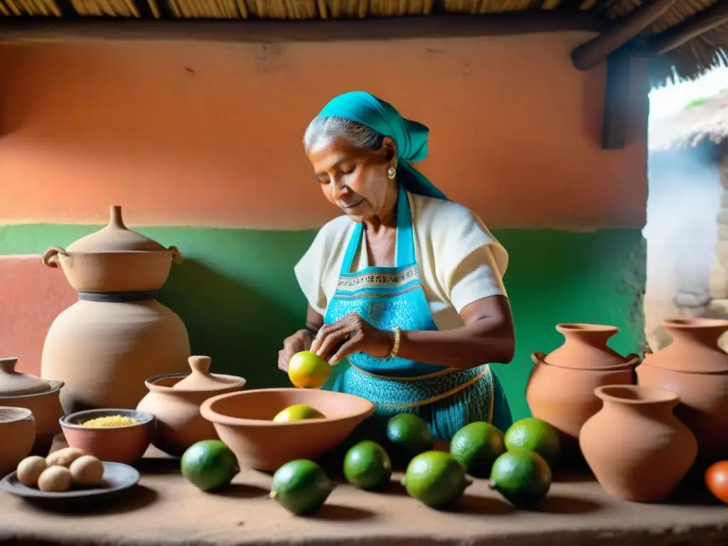 Una anciana experta preparando Agua de Sapo en cocina AfroPeruana, resaltando tradición y autenticidad