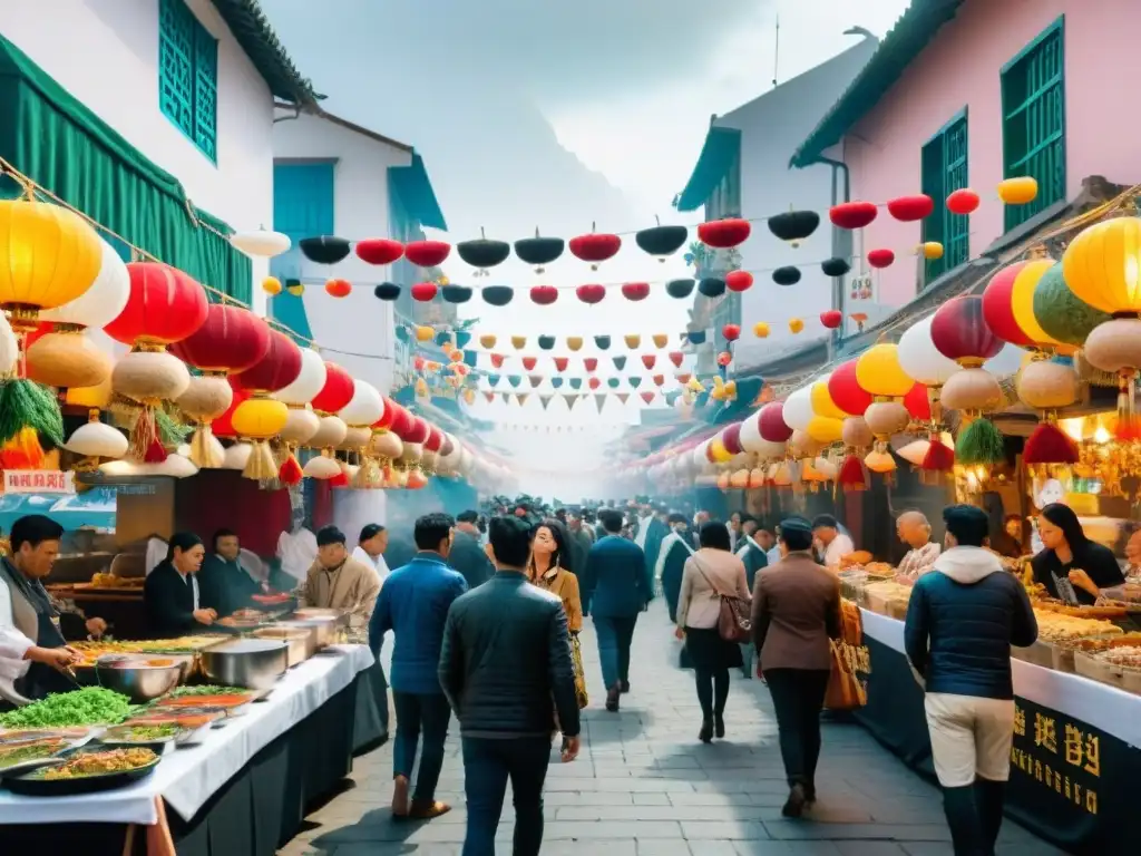 Animada calle del Festival Gastronómico Nikkei Lima con fusión culinaria japoperuana