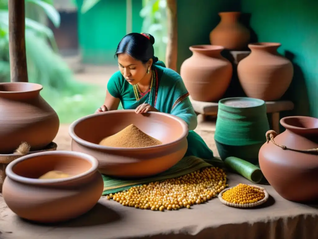 Proceso ancestral de chicha de jora en la selva amazónica El arte de fermentar maíz para chicha de jora por mujeres indígenas en la selva amazónica