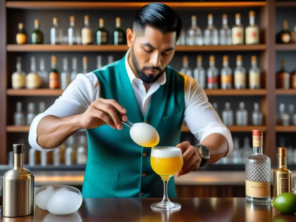 El arte del Pisco Peruano cobra vida en manos expertas en un bar ambientado