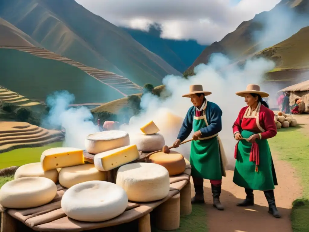 Artesanía andina: elaboración artesanal queso andino Perú por expertos en vestimenta tradicional