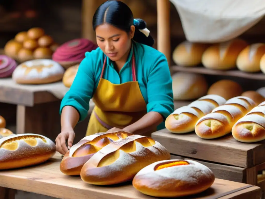 Artesanía de panes peruanos en celebración tradicional