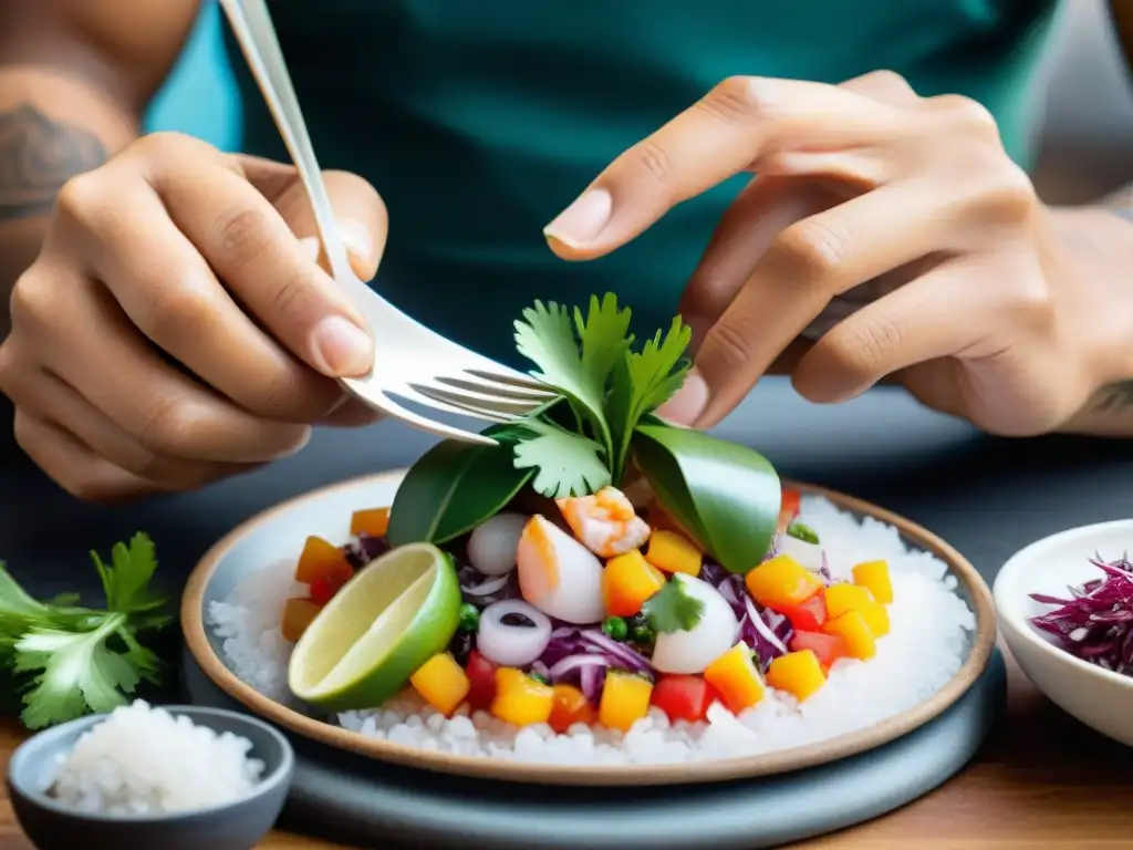 Un artesano crea joyas inspiradas en ingredientes peruanos con meticulosos detalles de plata y piedras preciosas