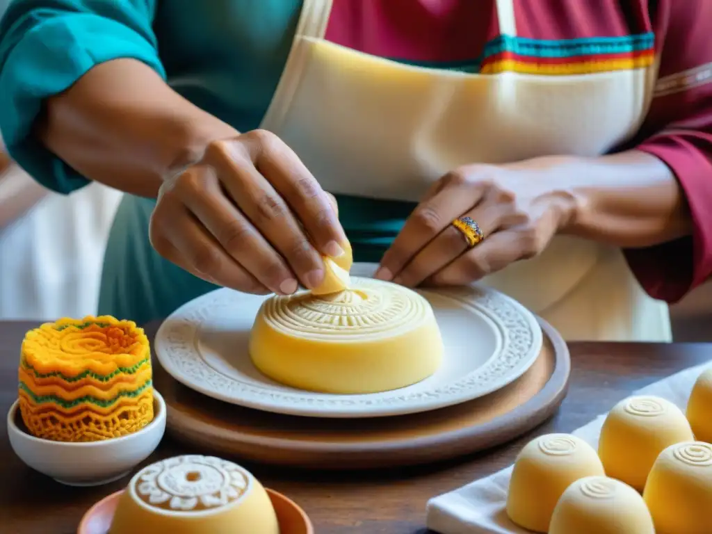 Un artesano peruano experto usando moldes para crear Dulces peruanos tradicionales con precisión y arte