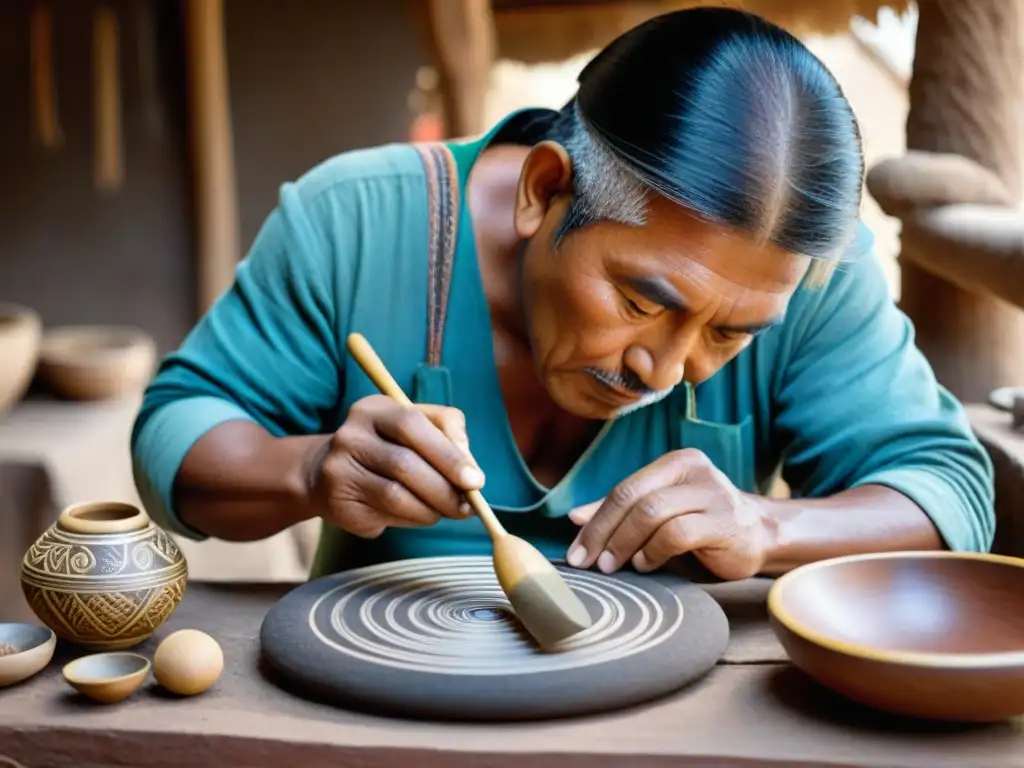 Un artesano peruano crea utensilios antiguos peruanos modernos con técnicas tradicionales