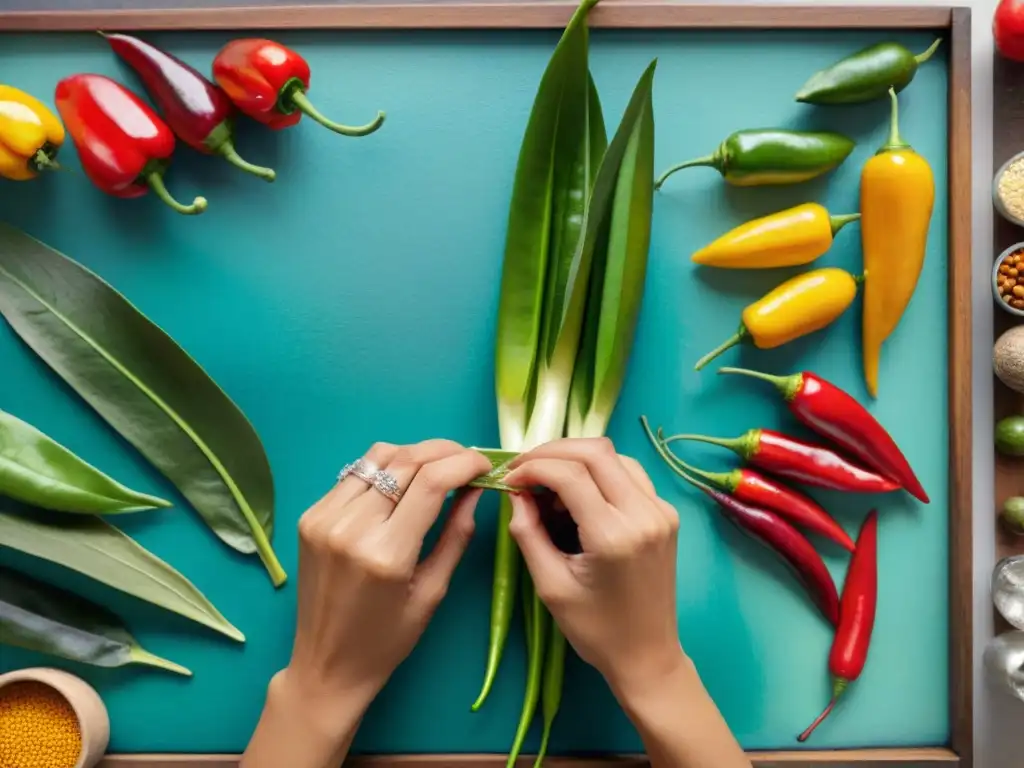 Un artista peruano crea arte visual con aji, maíz y frutas, reflejando la rica cultura peruana en un estudio auténtico