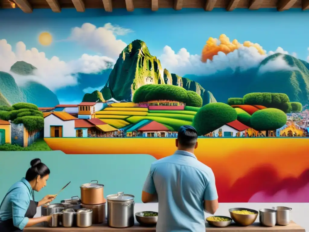 Artistas peruanos crean mural urbano detallado de la gastronomía peruana