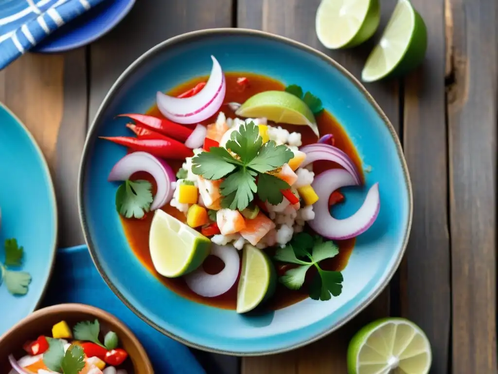 Saborea el auténtico ceviche peruano costa en un mercado costero vibrante