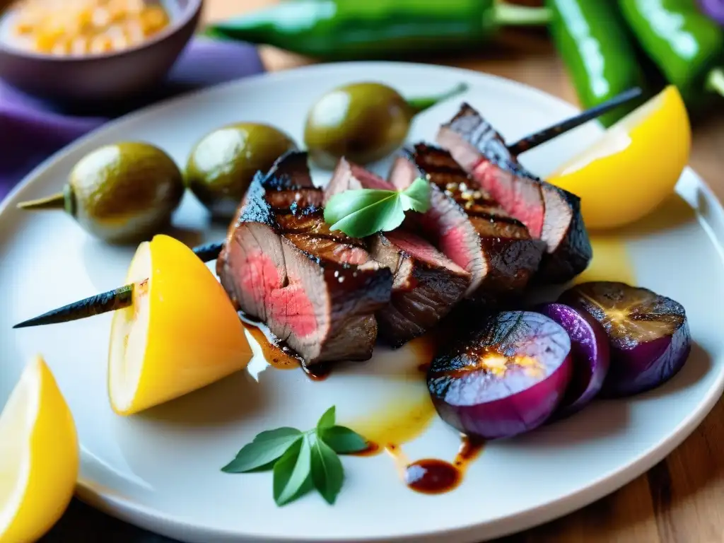 Un bocado de tradición: anticucho de corazón de res con ingredientes autóctonos peruanos