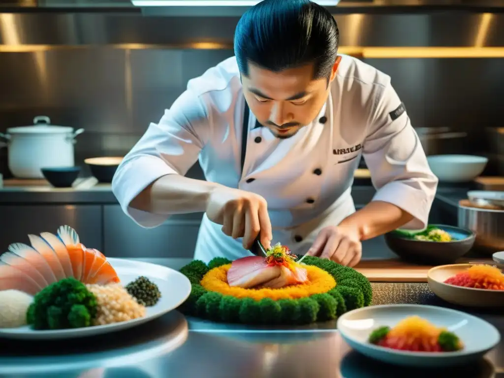 En el bullicioso Maido, Mitsuharu Tsumura prepara un plato Nikkei con maestría