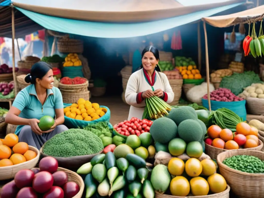 El bullicioso mercado peruano muestra la diversidad de frutas, verduras y hierbas