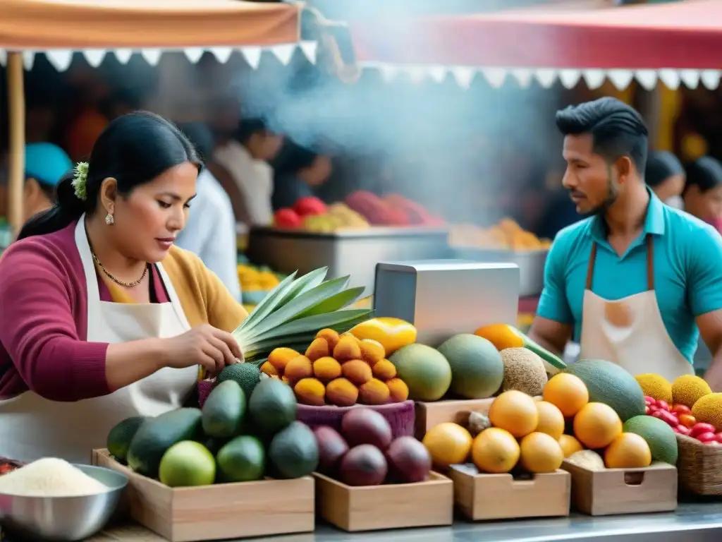 Un bullicioso mercado peruano con una fusión de tradición y tecnología en la gastronomía de startups