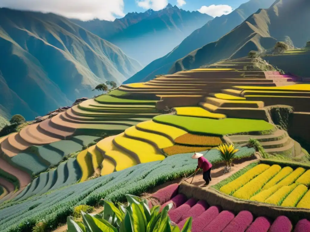 Campesino peruano cultiva sus campos andinos con sostenibilidad para la cocina vanguardia en Perú