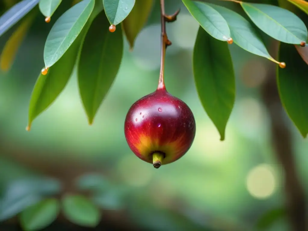 Un Camu Camu vibrante en la selva amazónica con propiedades antioxidantes del camu camu