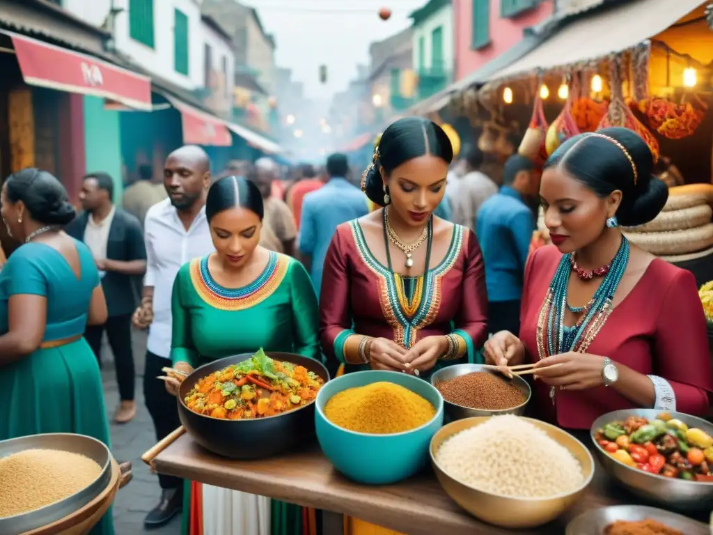 Celebración multicultural en Lima, Perú durante el Festival de la Herencia Africana, con vibrantes colores y gastronomía peruana herencia africana