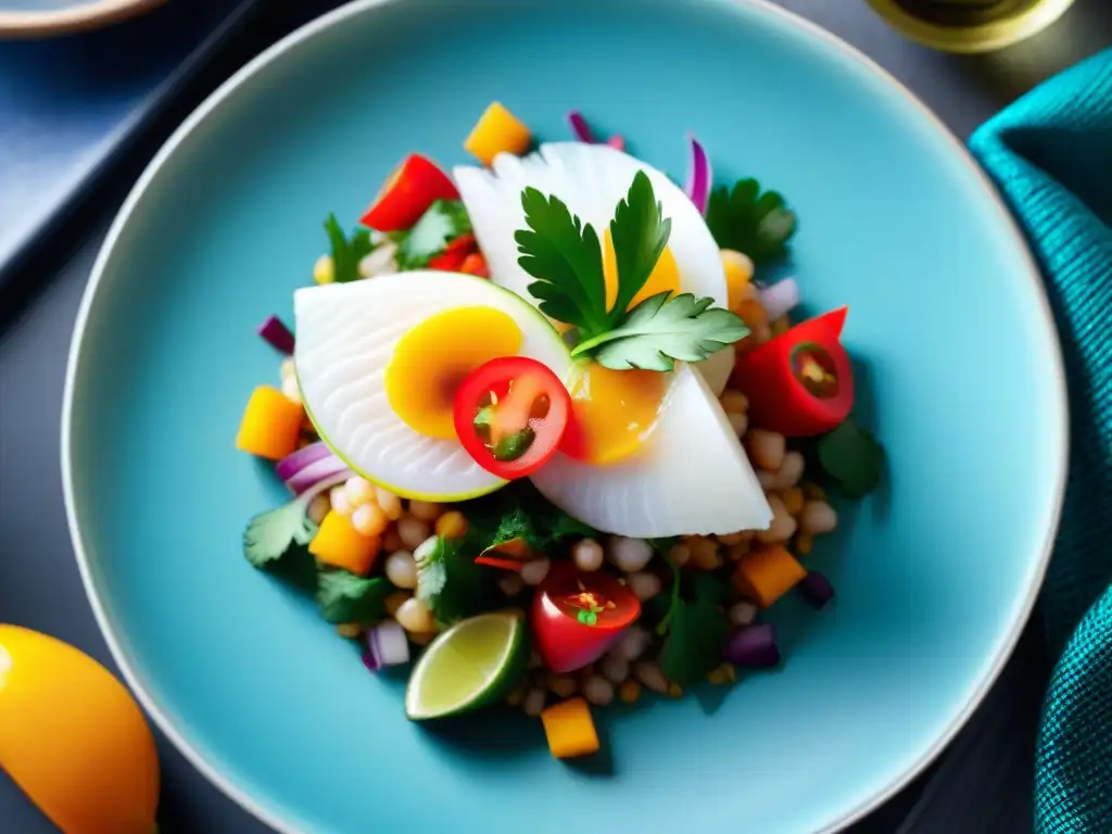 Una reinvención del ceviche peruano contemporáneo con vibrantes colores y sabores