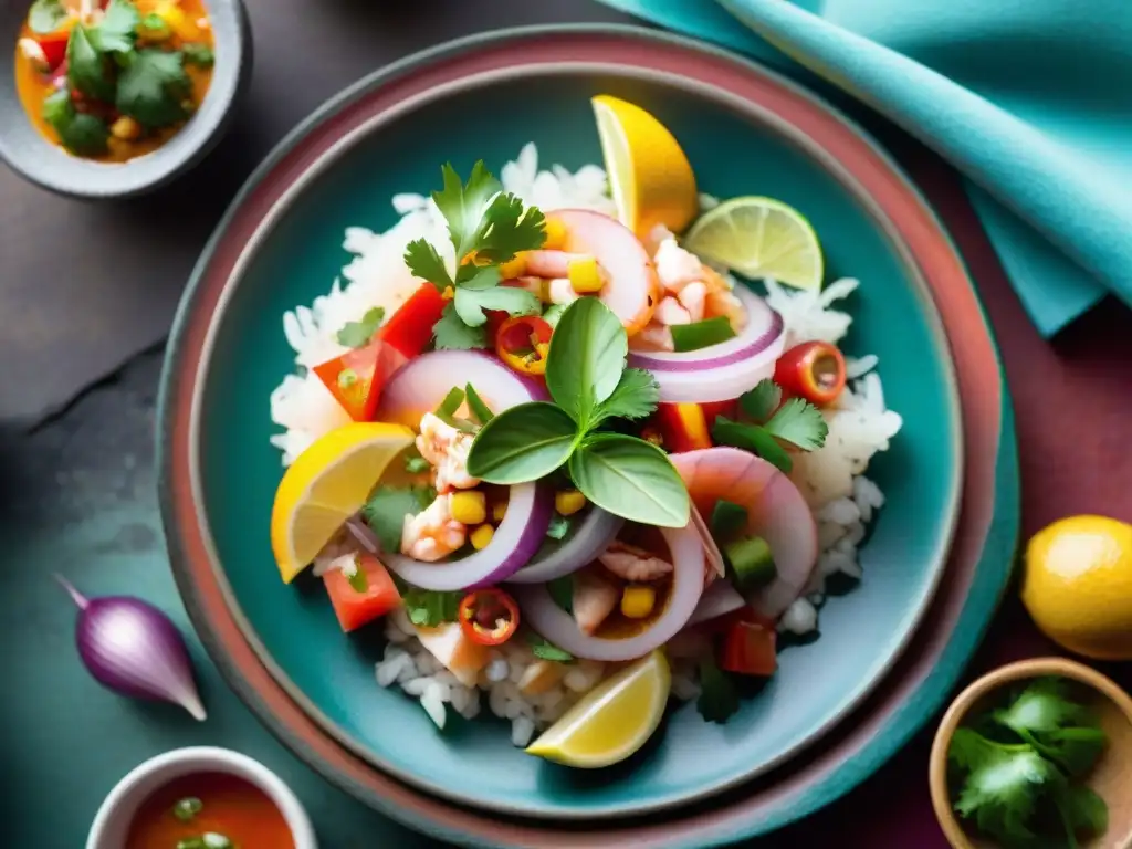 Un ceviche vibrante en un mercado costeño peruano