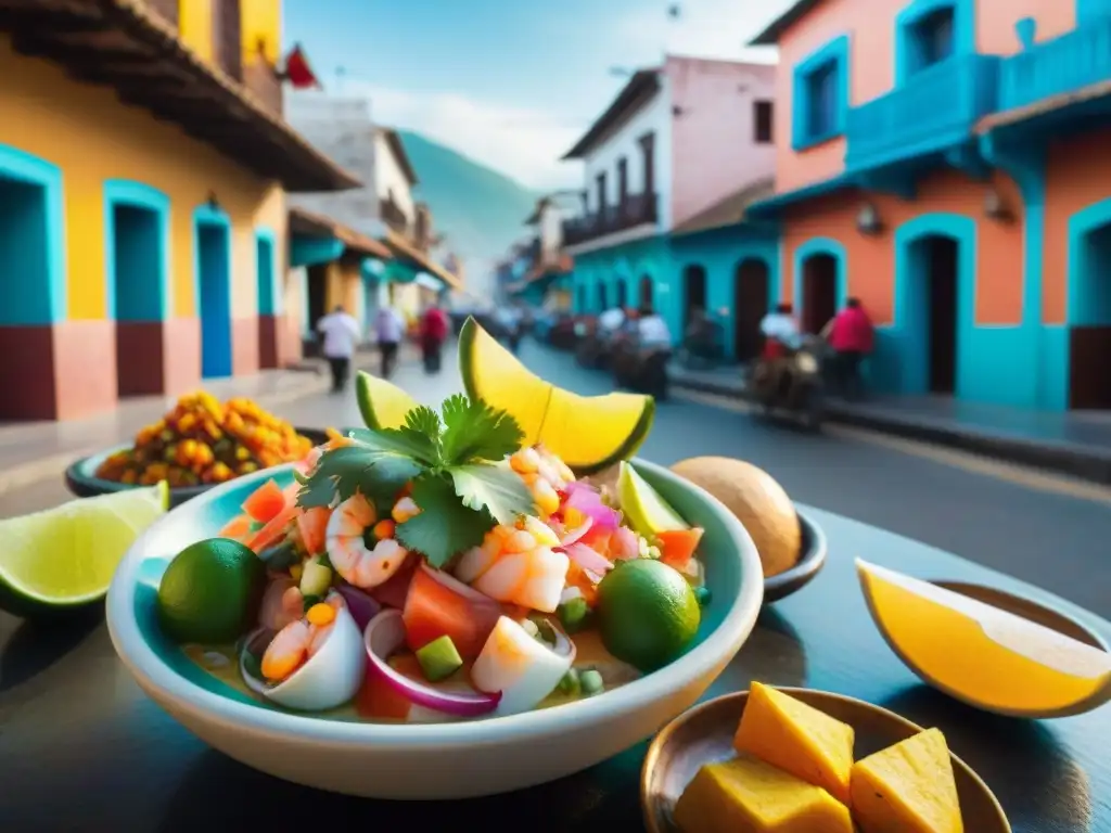 Una cevichería local bulliciosa en Trujillo, Perú