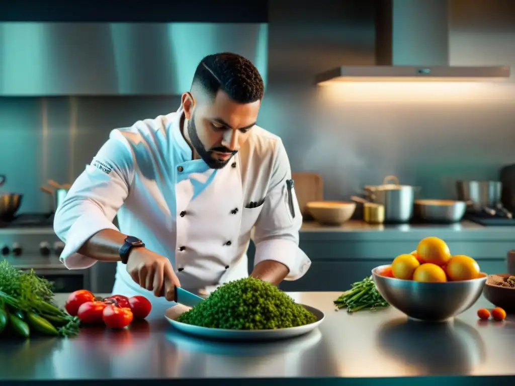 Chef Rafael Osterling preparando almuerzos con chefs Lima, mostrando pasión y destreza culinaria en su cocina personal