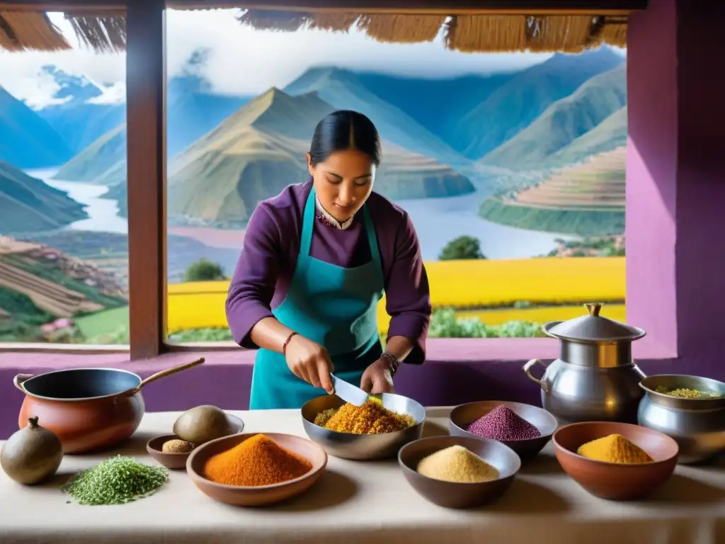 Un chef andino prepara plato tradicional con técnicas ancestrales en cocina de los Andes