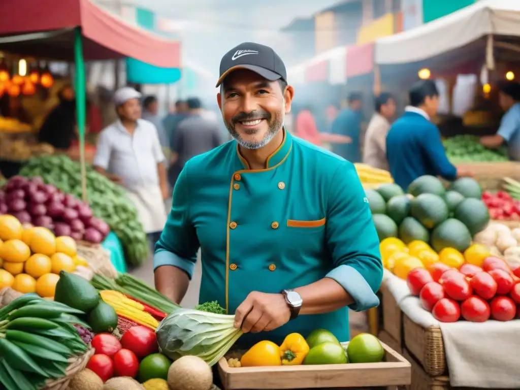 Chef Rafael Osterling dirige un bullicioso mercado en Lima, compartiendo sus secretos de éxito en la gastronomía peruana