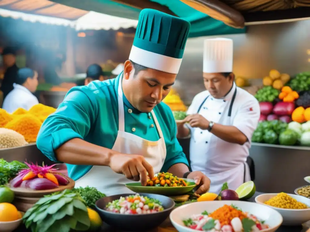 Un chef prepara ceviche en Lima, Perú, en un escenario lleno de innovación culinaria y tradición gastronómica