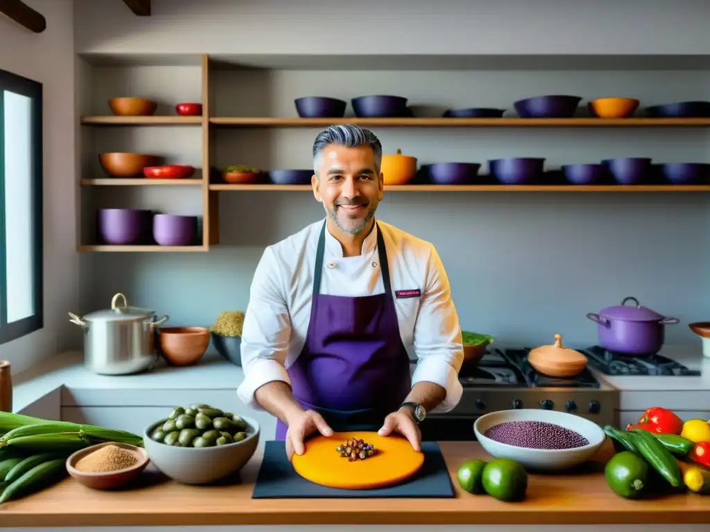 Chef Ivan Kisic en su cocina, transmitiendo su legado culinario peruano a jóvenes estudiantes apasionados