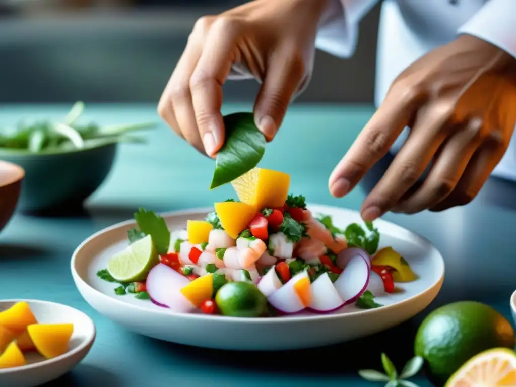 Un chef experto ensambla un ceviche peruano innovador en casa