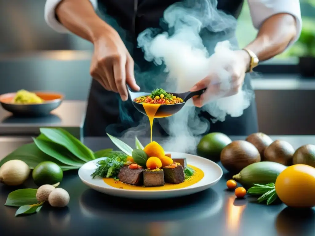 Un chef experto fusiona ingredientes amazónicos en la cocina contemporánea, creando una obra de arte culinaria