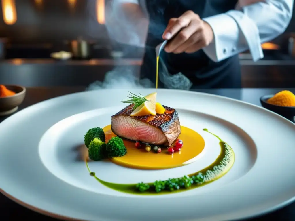 Un chef experto crea platos innovadores con paiche gigante amazónico en cocina moderna