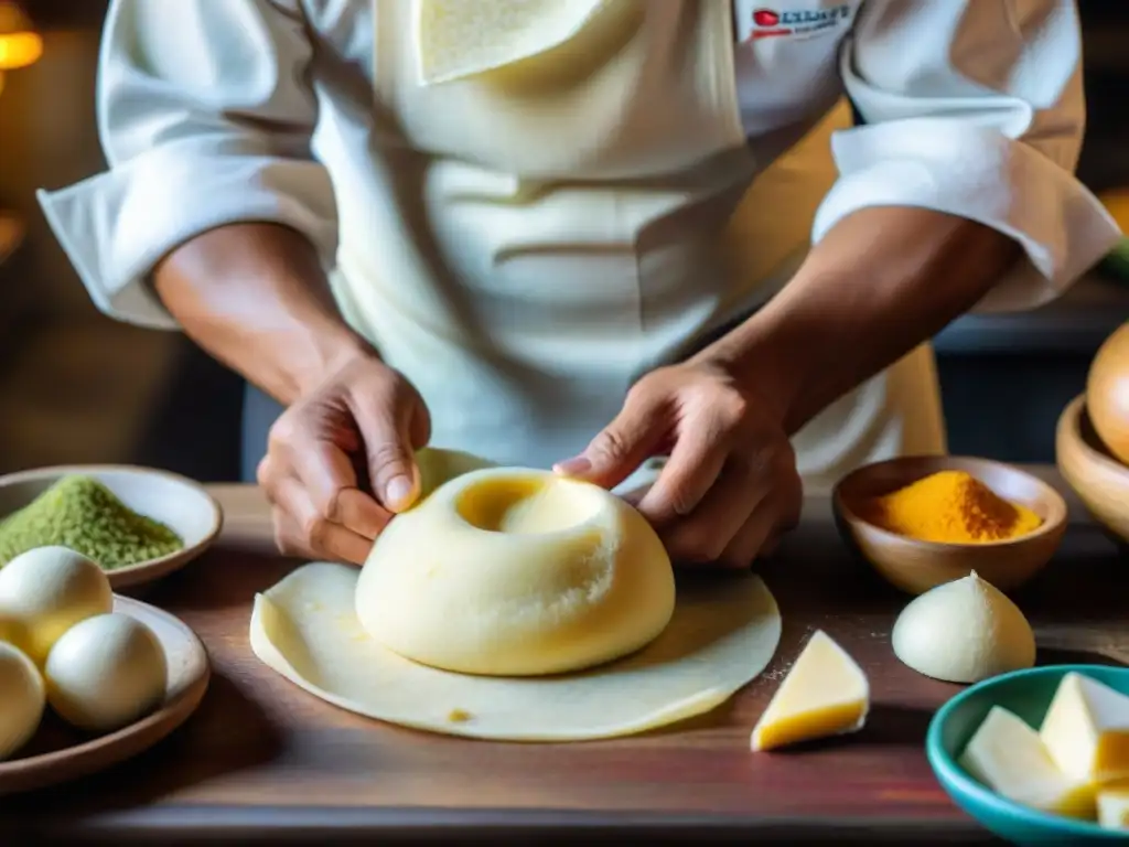 Un chef experto fusiona técnicas culinarias peruanas con queso andino en la elaboración de Tequeños Peruanos