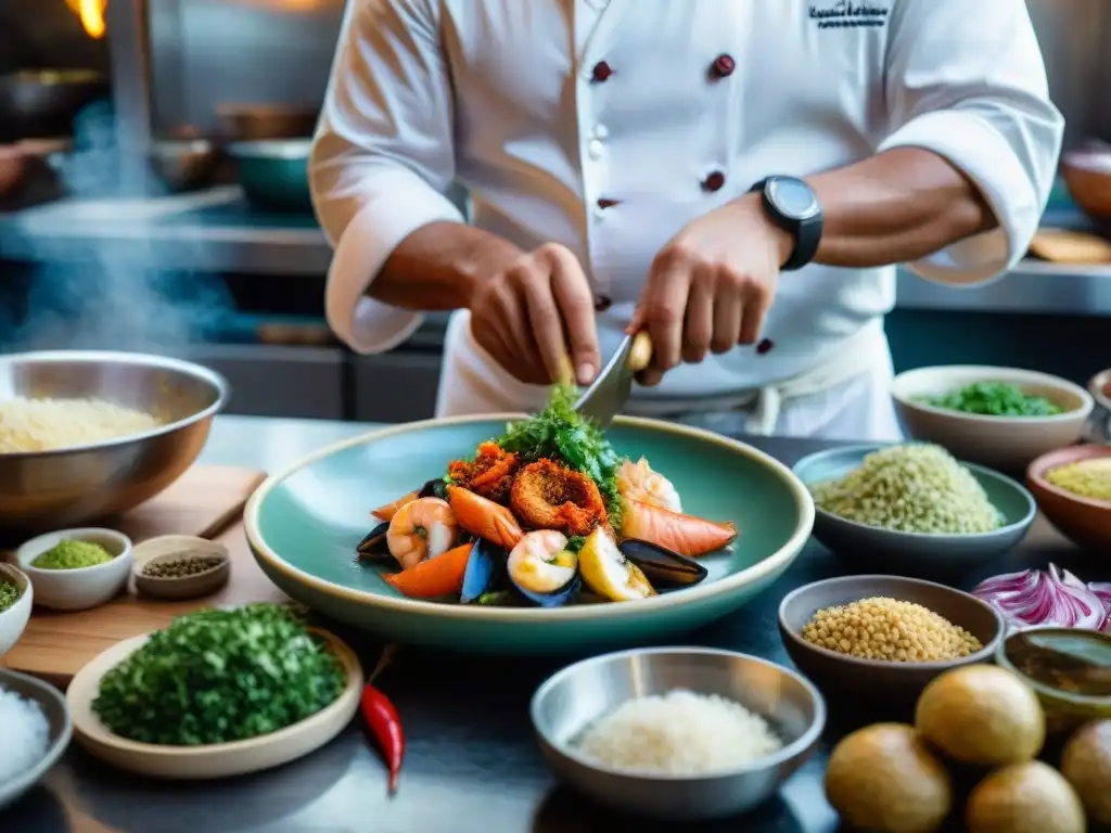 Un chef experto fusiona mar y montaña en vibrante cocina de talleres