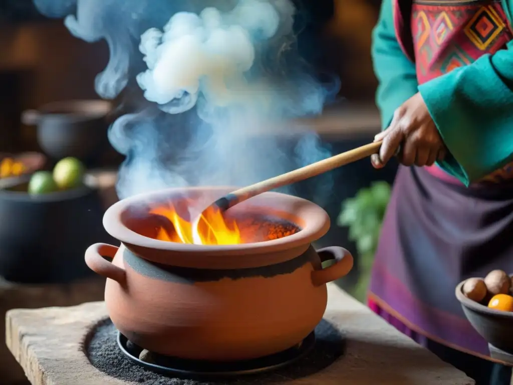 Chef preparando guiso en olla de barro, resaltando los beneficios de cocinar en olla de barro