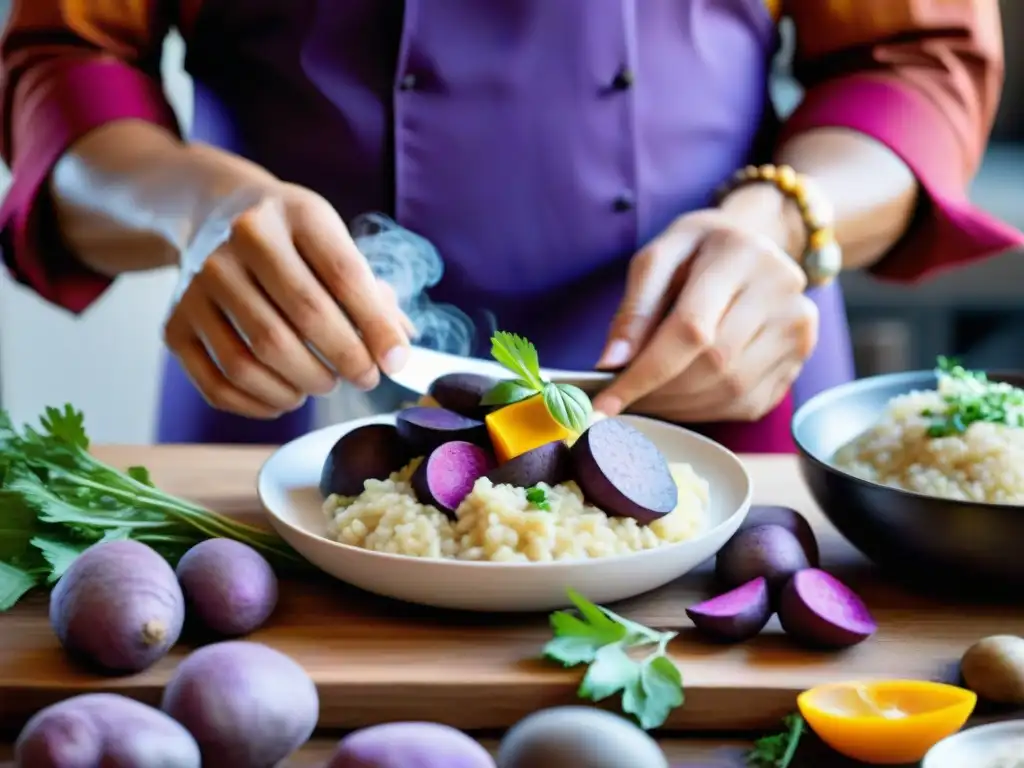 El chef fusiona ingredientes autóctonos en un risotto cremoso, reflejando la esencia de la gastronomía ítaloperuana