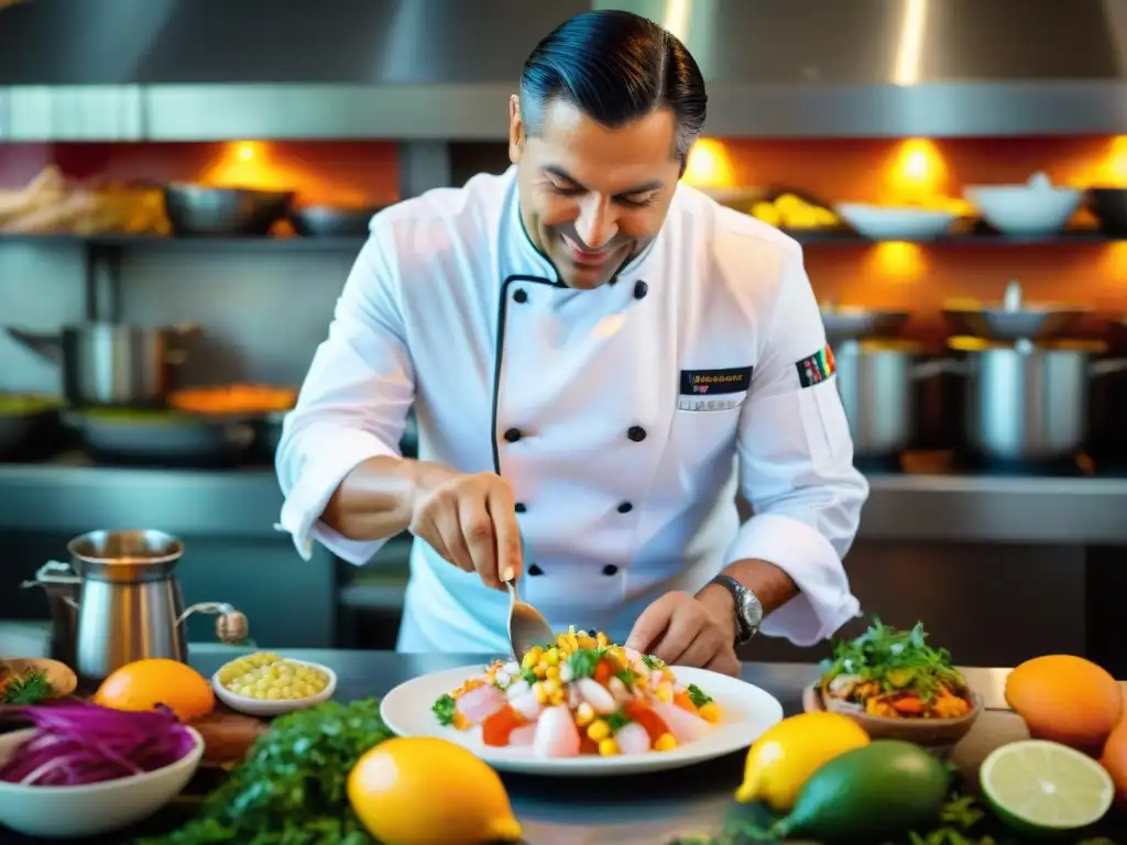 Un chef italiano prepara ceviche peruano, fusionando técnicas culinarias