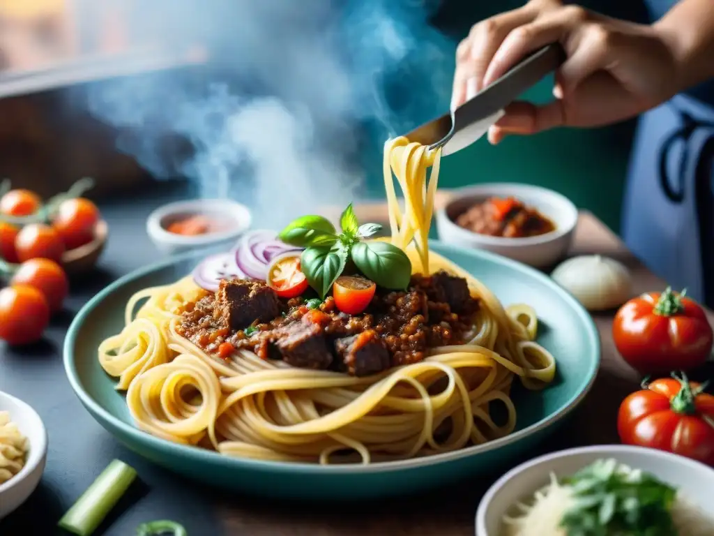 El chef norteño prepara Sopa Seca rodeado de ingredientes frescos