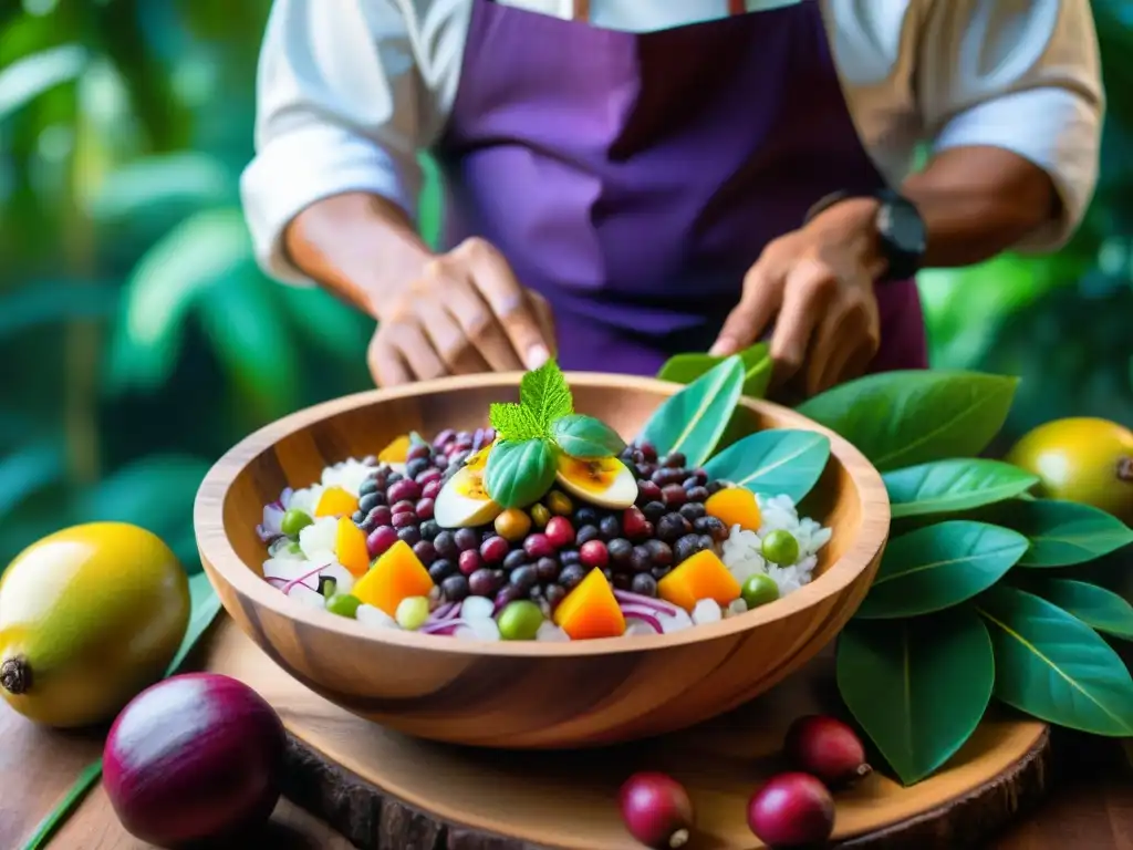 Un chef peruano en la Amazonía con ingredientes mágicos crea un ceviche colorido