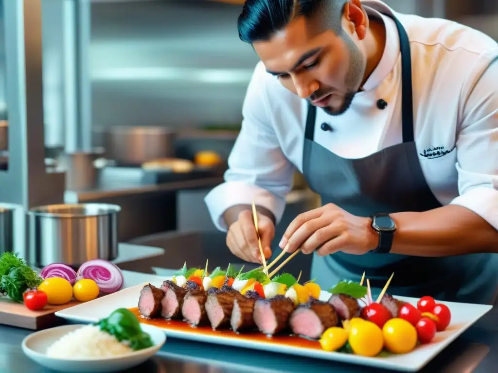 Un chef peruano reinterpretando anticuchos en cocina moderna