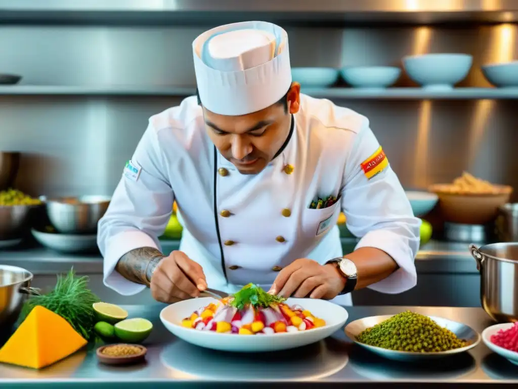 Un chef peruano preparando ceviche en Machu Picchu