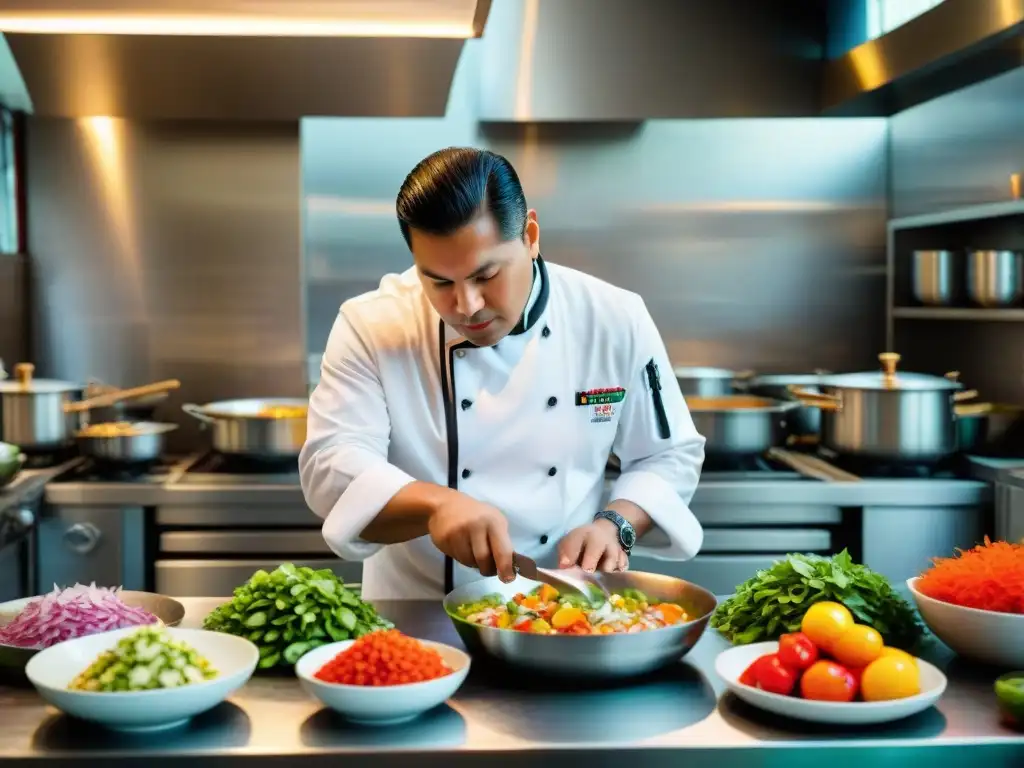 Un chef peruano prepara ceviche en una cocina caótica