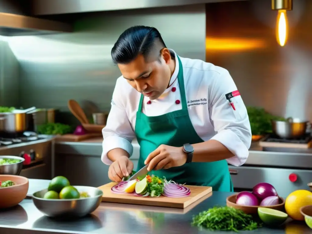 Un chef peruano prepara ceviche en competencias gastronómicas