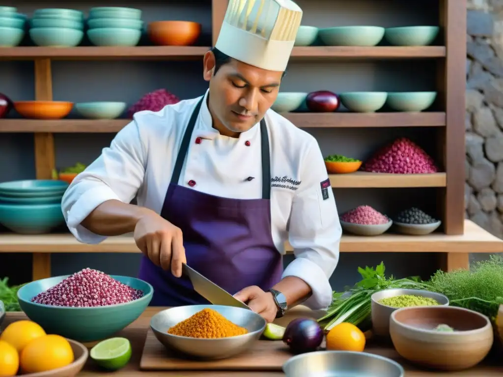 Un chef peruano prepara ceviche con ingredientes autóctonos
