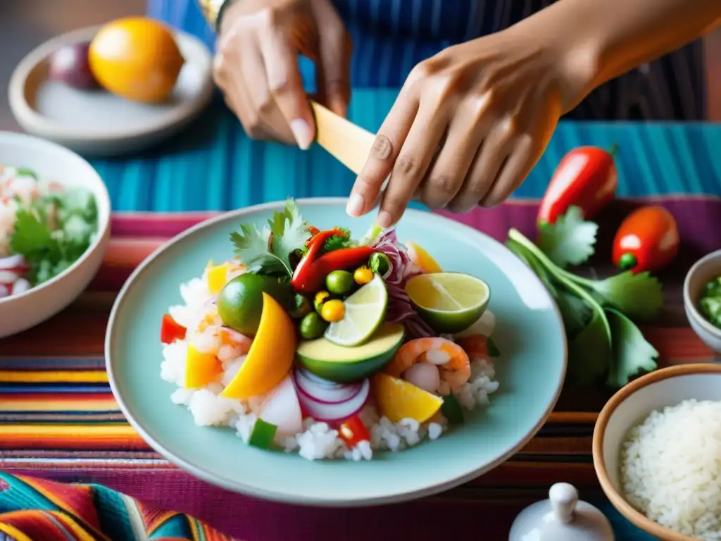 Un chef peruano prepara ceviche con ingredientes autóctonos