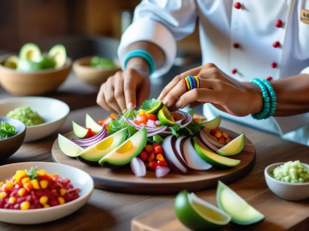 Un chef peruano elaborando ceviche en talleres privados gastronomía peruana