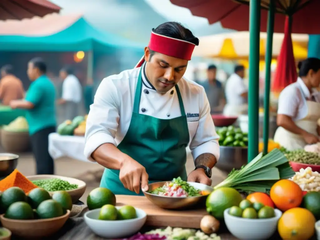 Un chef peruano preparando ceviche en Trujillo