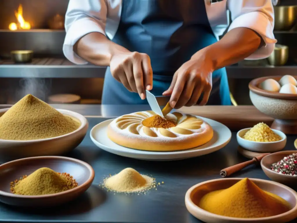 Un chef peruano crea delicadas decoraciones árabes en postres, fusionando sabores y técnicas