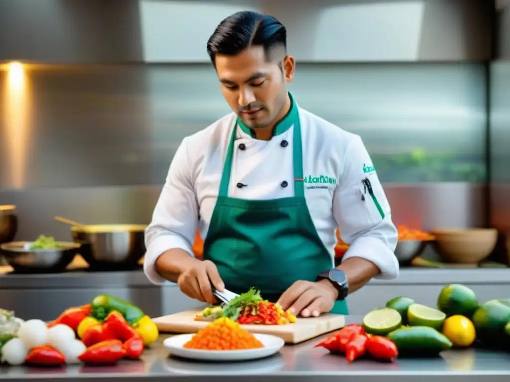 Un chef peruano experto preparando ceviche en Cusco