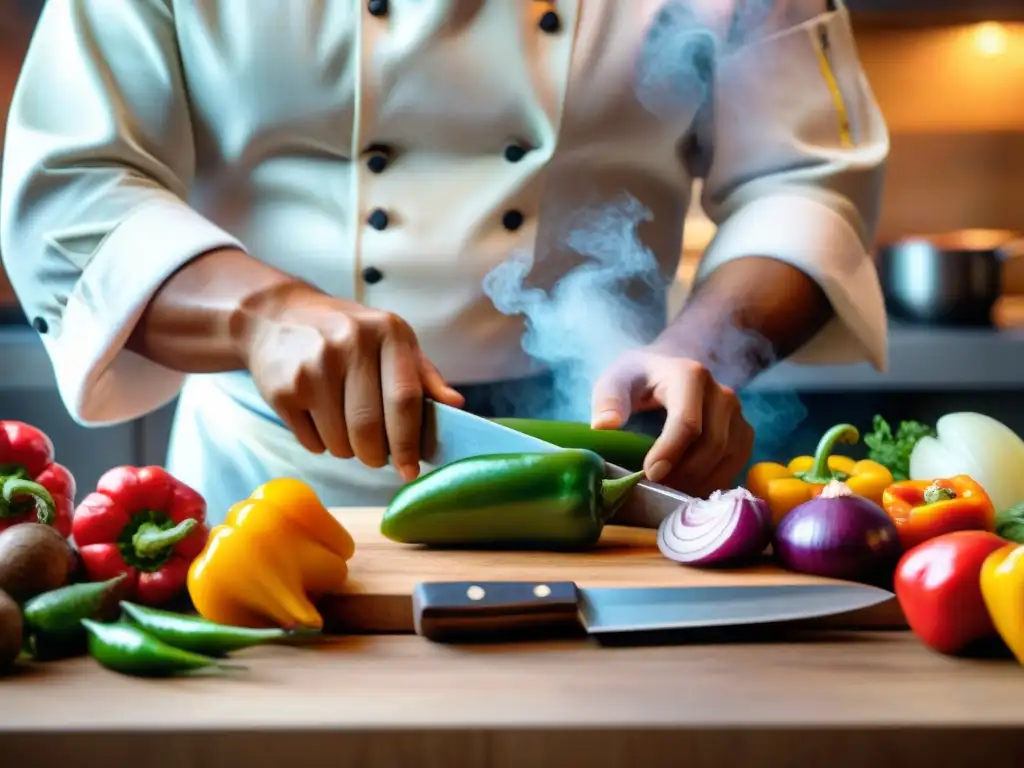 Un chef peruano experto en cuchillos de chef transforma ingredientes peruanos en una obra de arte gastronómica