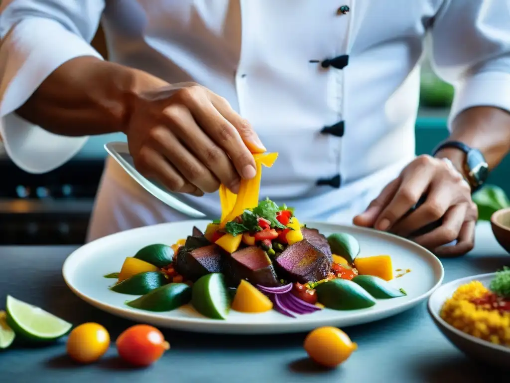 Un chef peruano experto preparando recetas ancestrales en Lima